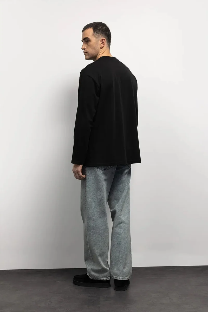 Giesto Black GIESTO Comfort Fit Long Sleeve Crew Neck T-Shirt for Men | Best Price UAE