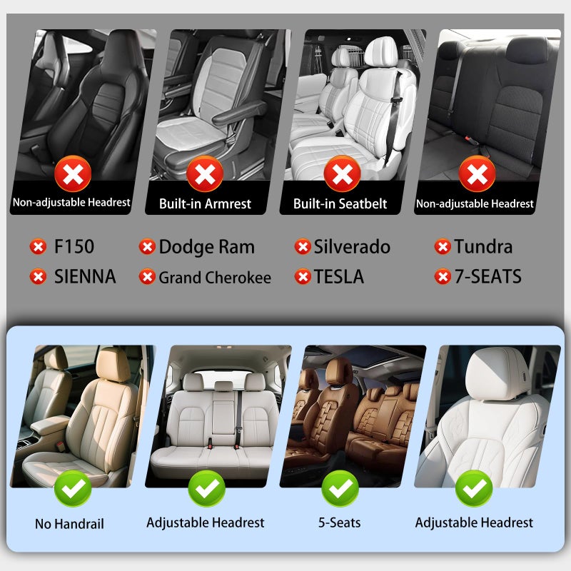 NS YOLO Universal Fit Full Coverage Leather Car Seat Covers for Cars,SUVs and Pick-up Trucks, Car Seat Protector,Automotive Seat Covers Full Set,Car Seat Cushion,Beige Seat Cover for 5 Seats - Image 2