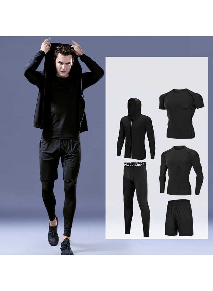 Joychic Mens 5Pcs Quick Dry Compression Sets Tops Accessories Clothes Equipment for Workout Gym Athletic Running Sport  - Image 1