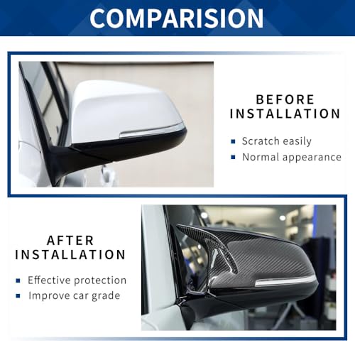 XPHAZZ Real Carbon Fiber Side Mirror Cover Compatible with 3-Series F30 F31 F34 / 4-Series F32 F33 F36 / 2-Series F22 F23 / 1 Series F20 X1 E84 M2 F87 (Real Carbon Fiber, F22 F30 F32 F36) - Image 2