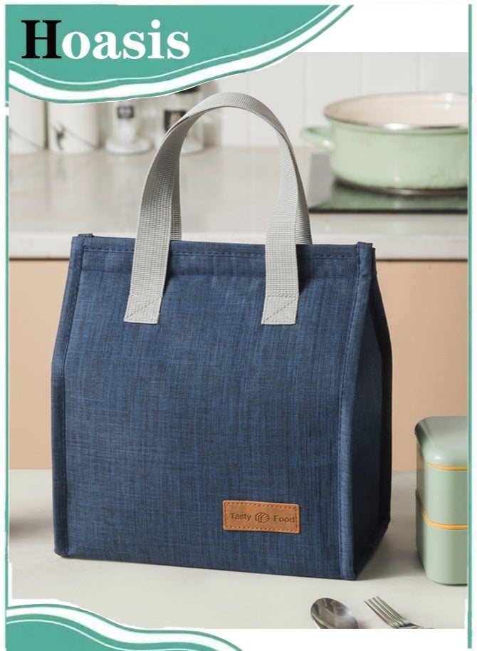 Hoasis Lunch Bag, Insulated Lunch Bag for Women Men Kids, Reusable Insulated Lunch Bag, Leakproof Simple Bento Lunch Tote, Lunch Bag Insulated, for Office, Work, School, Picnic or Travel (Blue) - Image 1