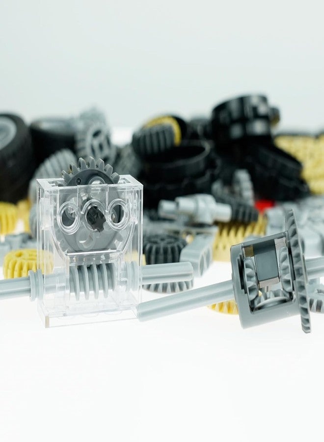 BroTex Technical Gears Axles Parts Pieces - Gearbox Bulding Block Classic Bulk Compatible with Cars Bricks Motor Gears Wheels Chain Tires, Ball Universal Joints Shock Absorber Connector Gears Parts Toys - Image 4