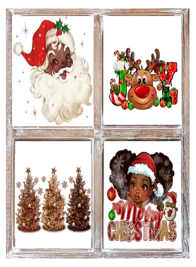 Zaiphany Black Santa Christmas Window Clings - African American Decorations for Home, School, Party - Window Stickers and Decor - Image 1