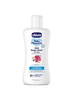 Chicco Baby Moments Mild Body Wash - Protect, 200Ml |With Chamomile & Geranium|No Tears Formula With Natural Ingredients For Moisturized Skin|Phenoxyethanol, Parabens & Lauryl Sulphates Free  - Image 1