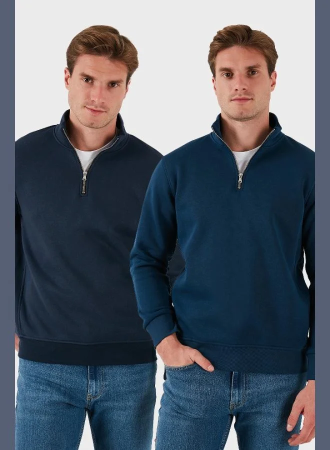 Buratti Cotton Regular Fit Stand-Up Collar 2-Pack Men's Sweatshirt 59052592S2