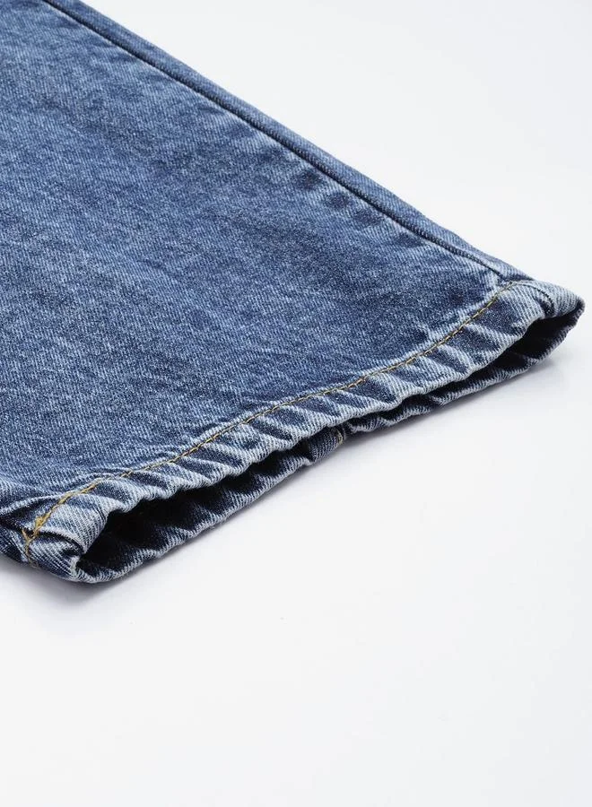 The Indian Garage Co Blue Men Skater Fit Solid Jeans for Men | Best Price UAE
