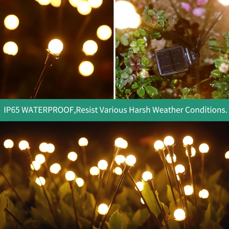 vignuto Solar Lights Outdoor Waterproof, 2 Packs 16LED, Solar Garden, Patio, Garden Decor, Patio Decor, Firefly Outdoor, Unique Gifts for Women, Gifts for Grandma - Image 3