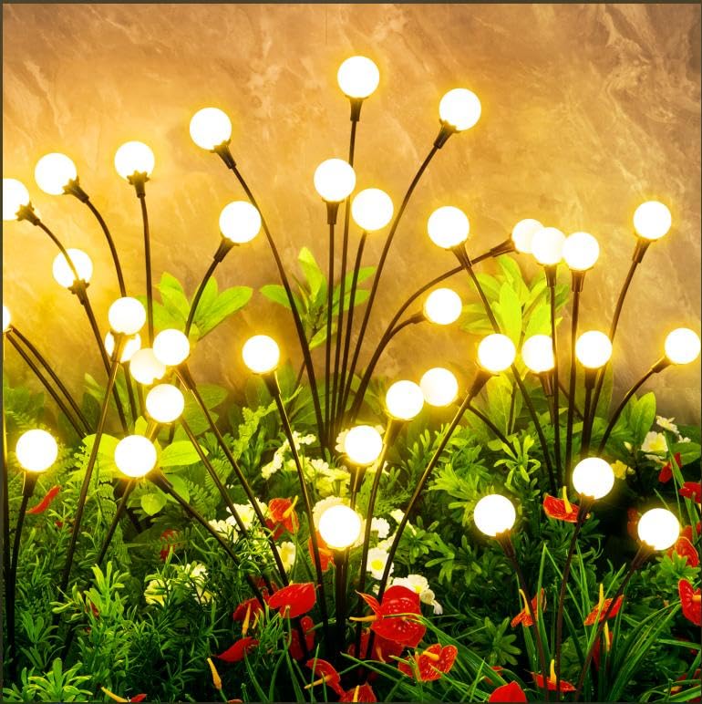 vignuto Solar Lights Outdoor Waterproof, 2 Packs 16LED, Solar Garden, Patio, Garden Decor, Patio Decor, Firefly Outdoor, Unique Gifts for Women, Gifts for Grandma - Image 1