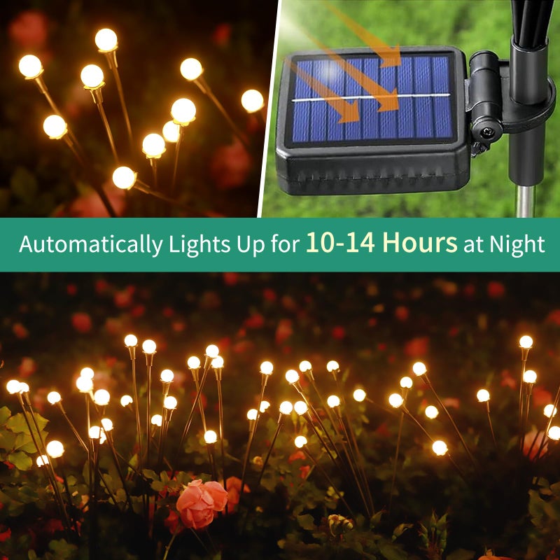 vignuto Solar Lights Outdoor Waterproof, 2 Packs 16LED, Solar Garden, Patio, Garden Decor, Patio Decor, Firefly Outdoor, Unique Gifts for Women, Gifts for Grandma - Image 4