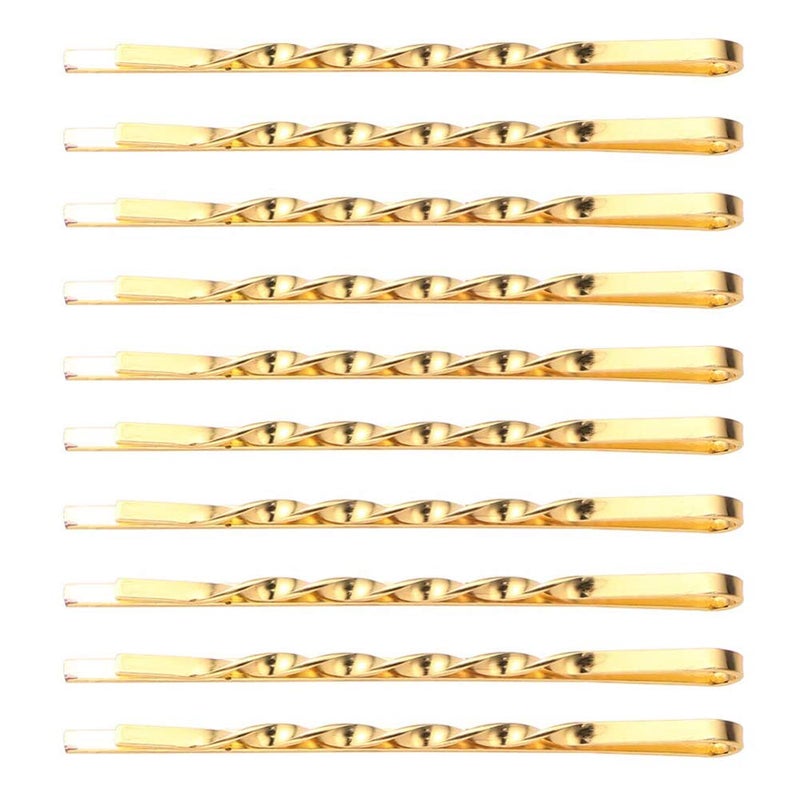 Teensery 50 Pcs 217 Bobby Pins Metal Twist Hair Clips Simple Hairpins Hair Accessories for Women and Girls Gold