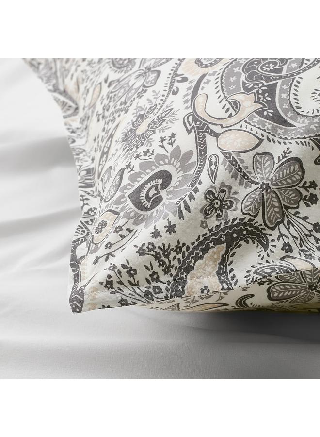 زبون غطاء وسادة، رمادي/أبيض، 50×80 سم - Image 2