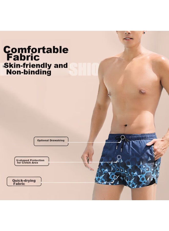 F.dyraa Men's Swim Trunks, Boxer Style, Anti-embarrassment, For Hot Springs And Beach, Youth Swimming Trunks, Three-piece Set, 20275 Gray, 4XL - Image 4