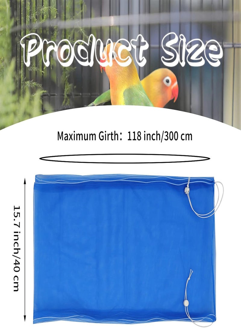 GGOOT Large Bird Cage Cover,  Bird Cage Seed Catcher, Adjustable Soft Airy Nylon Mesh Net, Birdcage Cover Skirt Seed Guard for Parrot Parakeet Macaw African Round Square Cages (Blue) - Image 3