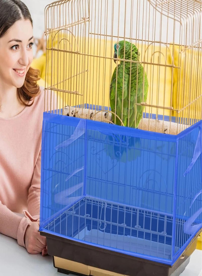 GGOOT Large Bird Cage Cover,  Bird Cage Seed Catcher, Adjustable Soft Airy Nylon Mesh Net, Birdcage Cover Skirt Seed Guard for Parrot Parakeet Macaw African Round Square Cages (Blue) - Image 5