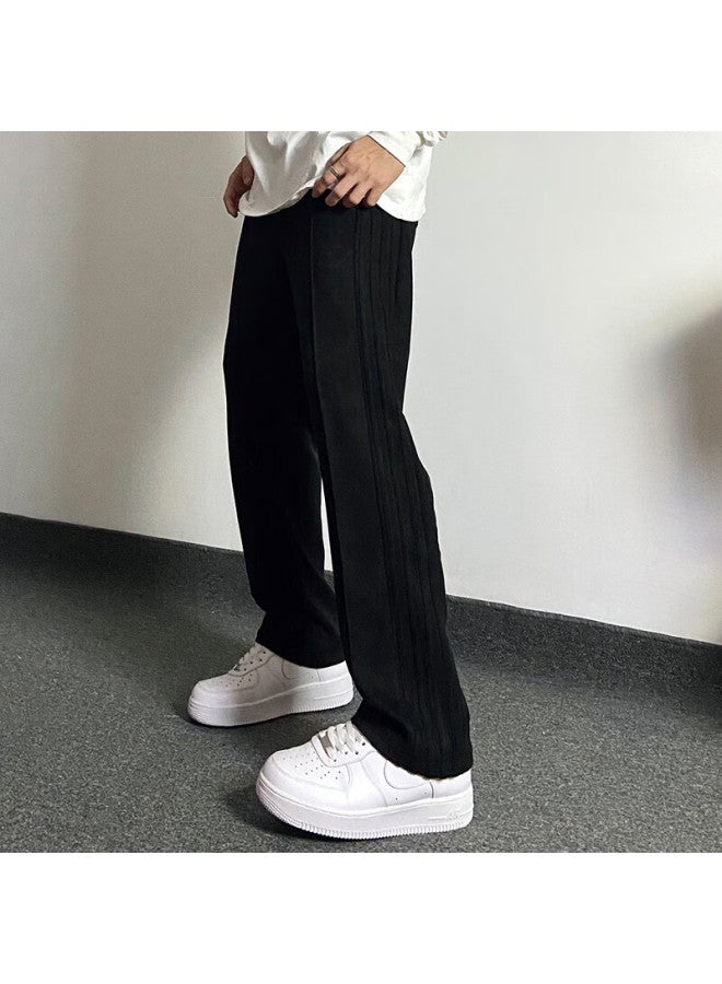 Heliport Helipad, Suede Striped Trousers, Black, XL - Image 4