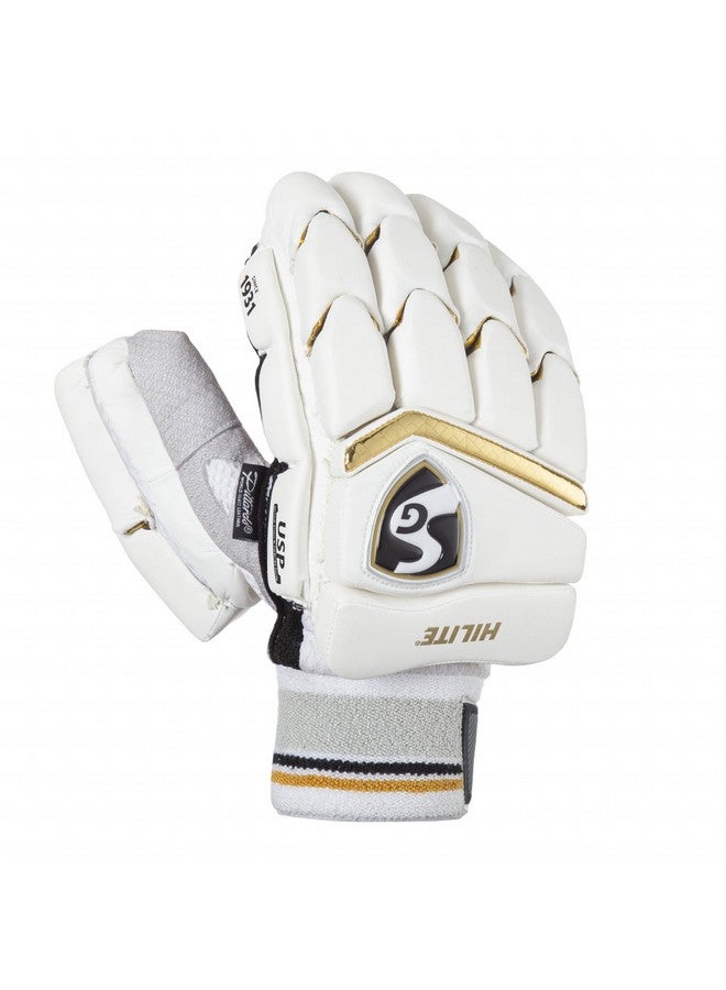 SG Hilite Rh Batting Gloves Leather Palm-White/Gold -Mens Age - 17+ - Image 1