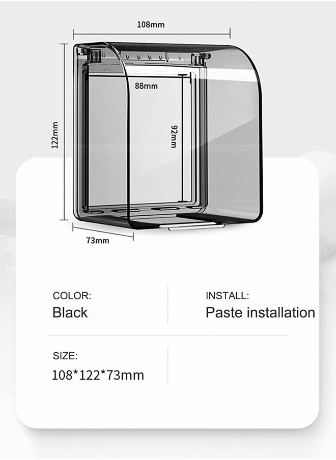 HomarKet - Wall Switch Socket Face Plate,heighten Waterproof 86 Type Switch Socket Box Flip Switch Socket Cover Black Switch Socket Panel - Image 1