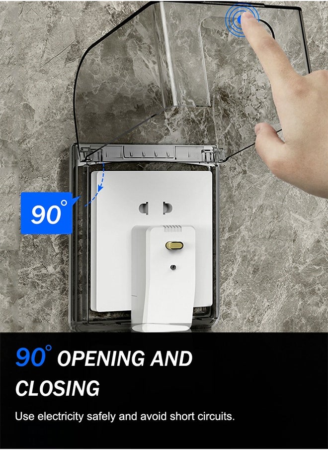 HomarKet - Wall Switch Socket Face Plate,heighten Waterproof 86 Type Switch Socket Box Flip Switch Socket Cover Black Switch Socket Panel - Image 1