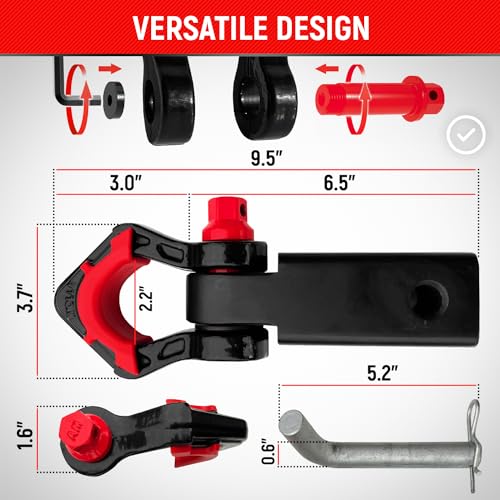 MiolleGear Shackle Hitch Receiver (Fits 2" Receivers) Best Towing Accessories for Trucks, Jeep, Toyota & More - Connect Your Miolle Tow Strap for Vehicle Recovery, Mounts to 2" Receiver Hitches - Image 5