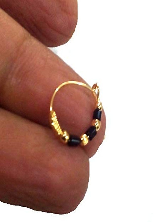 ماي.شوب متجر ماي شوب (زوجان) أقراط بالي صغيرة مطلية بالذهب مع خرز، مجوهرات للبنات، أقراط ذهبية للأطفال - Image 3