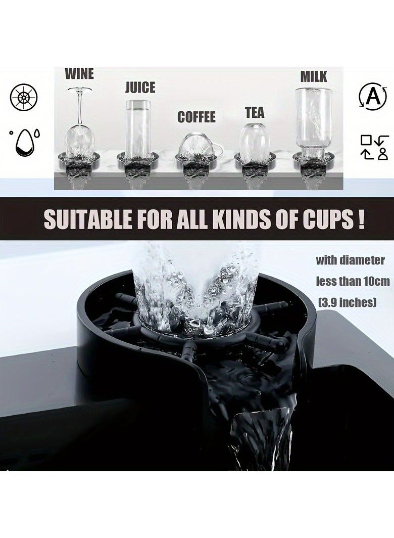 High-Pressure Stainless Steel Cup Washer – Automatic Sink Rinser for Kitchen, Bar & Home Use – Black - Image 3