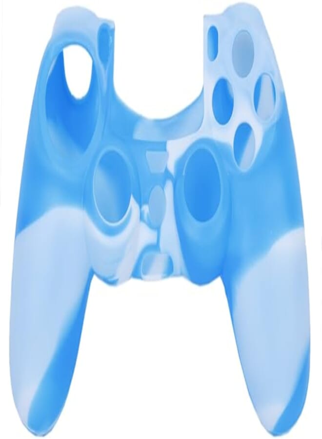 Microware Silicone Protective Skin Case Cover for Sonny Ps-4 Controller - Blue with White