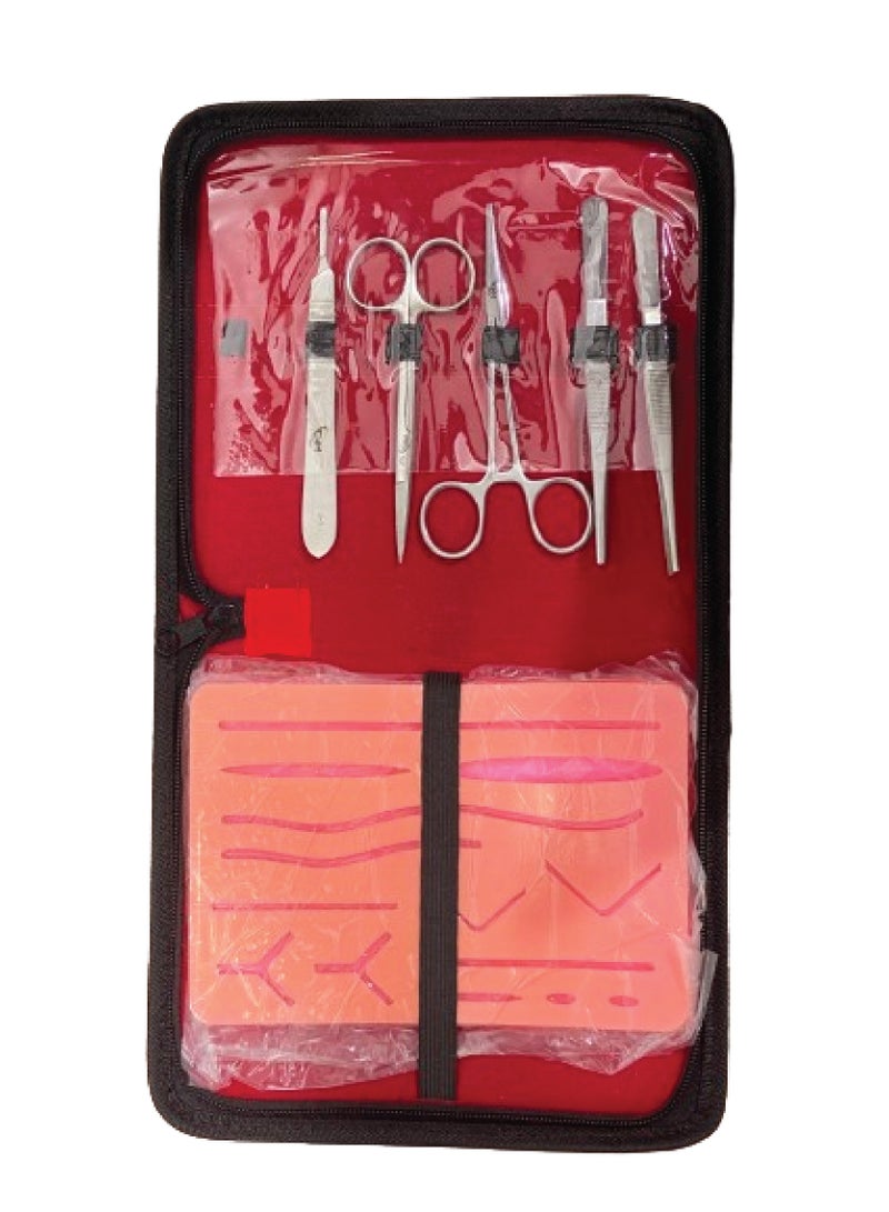 TNM Suture Practice Kit complete for Medical Students and Practice Surgery Kit with Reusable Silicone Suture Pad with the Realistic Skin Texture Suitable for Students Training - Image 1