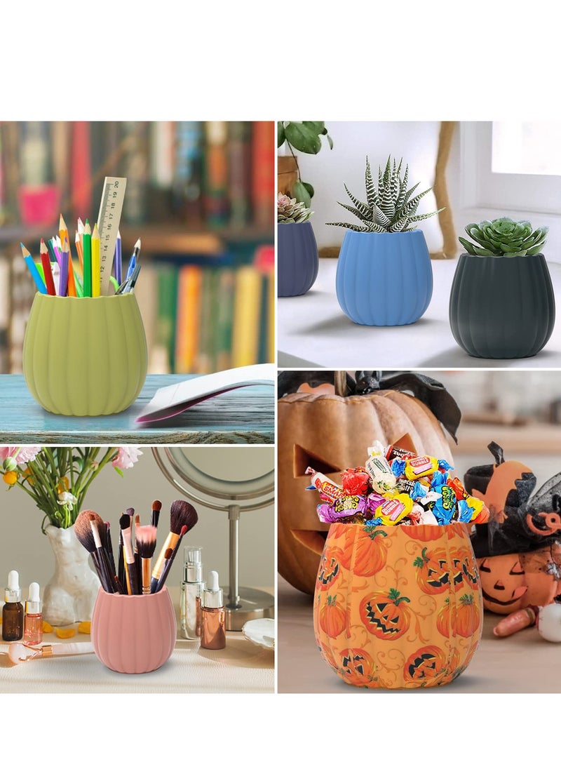 Excefore - Candle Jar Molds, Pumpkin Silicone Concrete Molds for Holder with Lids, Vessels Cement Making Supplies Home Decor(with 5 Sealing Rings) - Image 1