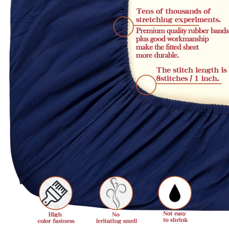 NTBAY Toddler Bedding Set - 4 Piece Soft and Breathable Crib Bedding Set for Boys and Girls, Includes Quilted Comforter, Fitted Sheet, Flat Top Sheet and Envelope Pillowcase, Navy Blue - Image 4