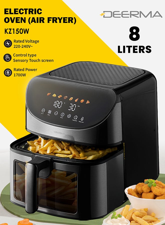 Deerma Multi-Oven Digital Air Fryer 8L, Versatile 8 Preset Modes for Baking, Roasting, Grilling, and Frying with Ergonomic Touch Screen LED Display 8 L 1700 W KZ150W Black - Image 1