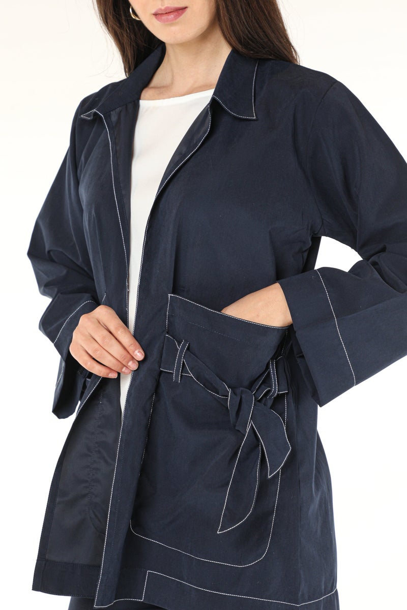 Moistreet Pocket Detailed Crepe Top & Pants Set - Image 5