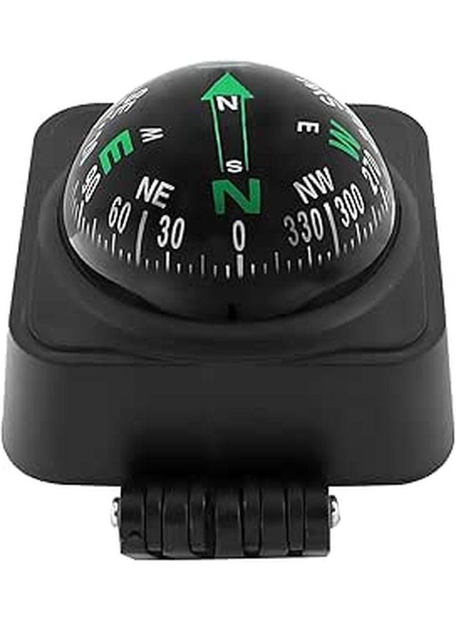 Black Car Compass 2.6 X 2.2 X 2.1 Inch Adjustable Angle Mounted For Basic Positioning Decor - Image 1