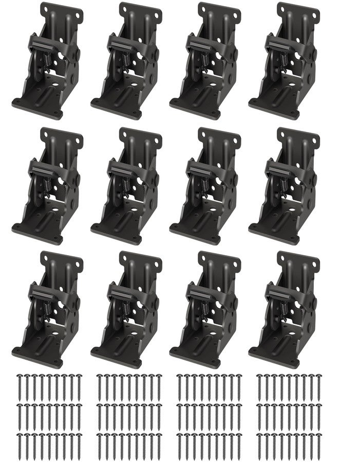 Spiglamm 12 Pack Folding Brackets, Self-Lock Hinge with Screws for Folding Table Legs, Lock Extension Support Bracket Bed Legs, Black - Image 1