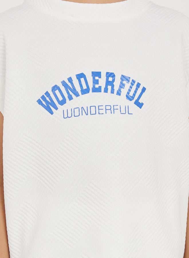 Styli Textured Slogan Print Sleeveless Top & Shorts Set  - Image 3