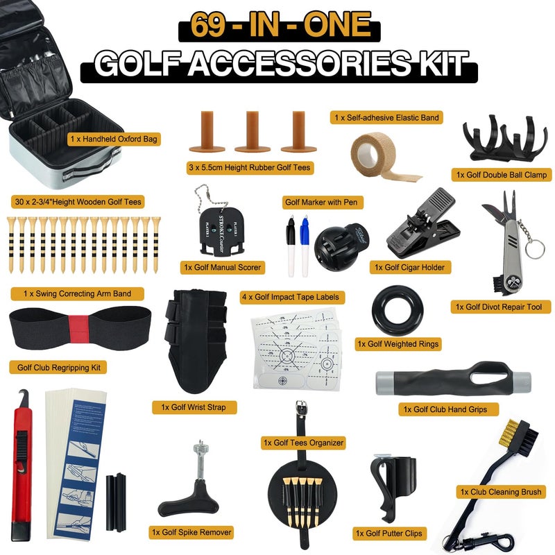 AEORUM Golf Accessories Kit, Golf Gifts for Men & Women, Golf Essentials Tools, 69-Piece Golf Stuff Gear with Oxford Bag, Golf Tees, Golf Club Regripping Kit, Divot Repair Tool,Golf Club Brush - Image 2