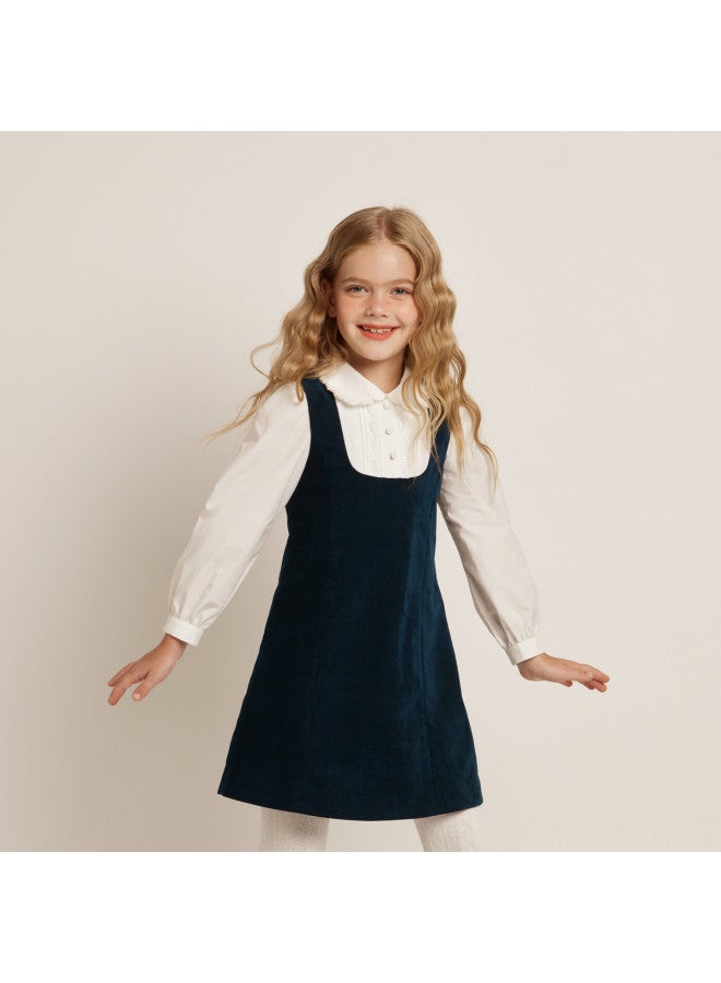 Balabala Qianjin Style Patchwork Velvet Girls' Shirt Dress, Spring/autumn Elegant Fashion Straight Tube Skirt Slim-fit Chinese Style - Image 2