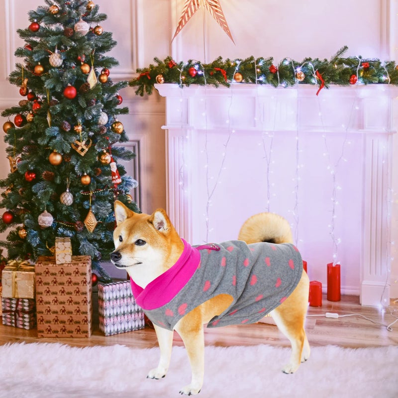Rbenxia Grey Dog Heart Sweater with Leash Ring Soft Fleece Vest Pullover Warm Jacket Pet Clothes Winter Outfits for Small Puppy Cat Pets (Medium) - Image 4