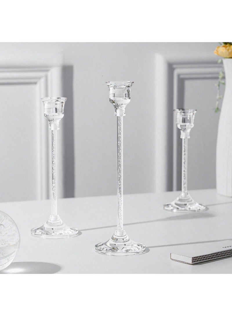 مجموعة من 3 قطع من حاملات الشموع الأكريليكية الشفافة الأنيقة/حاملات الشموع - تصميم عمود طويل مستوحى من الطراز القديم، مثالية لحفلات الزفاف والعشاء الرومانسي، مثالية لديكور المنزل وغرفة المعيشة، ديكور شموع الزفاف/هدية جميلة للأصدقاء والعائلة - Image 5