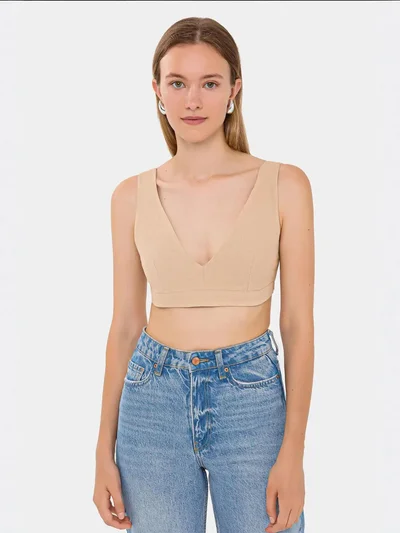 HICCUP V-Neck Sleeveless Woven Crop Top