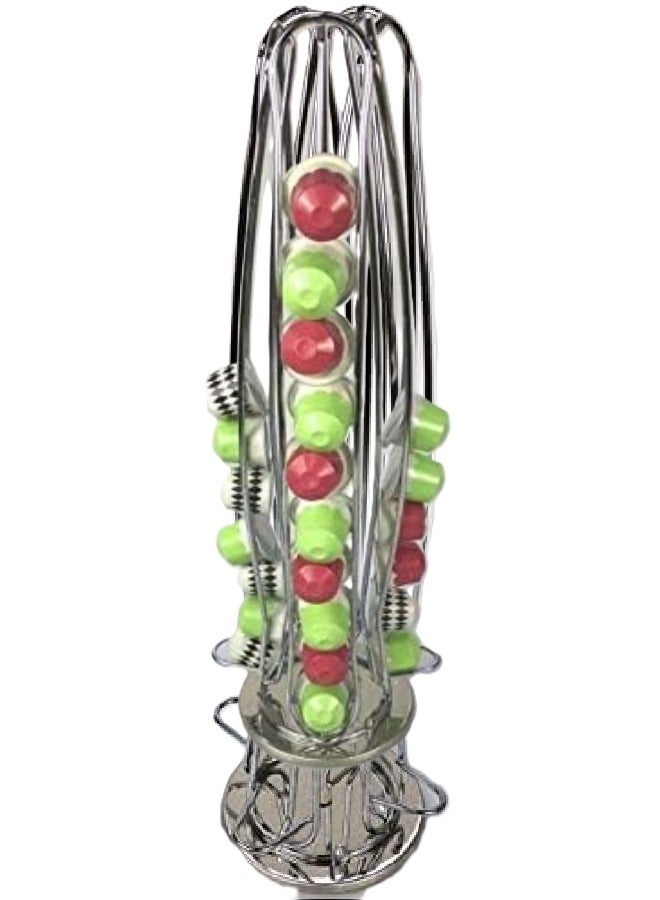 Rahalife Coffee Capsule Holder 40 Pods Silver 360-Degree Rotation  - Image 2