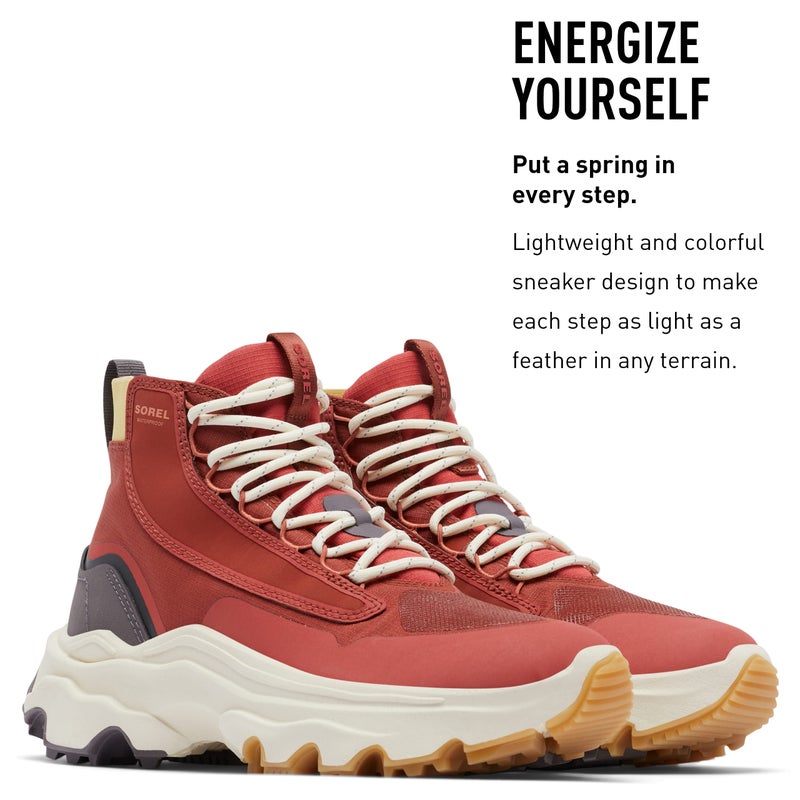 Sorel Women's Kinetic Breakthru Venture Mid Waterproof Shoe - Warp Red, Chalk - Size 9.5 - Image 4
