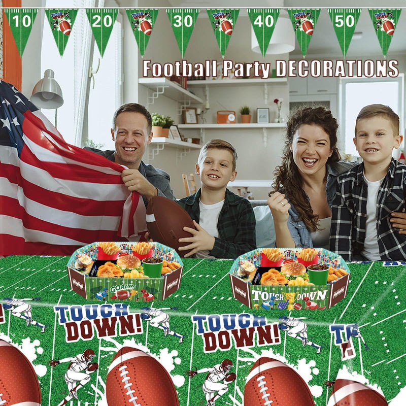 MONNCHA Football Party Decorations Table Cloth Favors Set, Football Field Tablecloth Rugby Game Rectangle Tablecloth Cover and Football Banner Flag for Football Themed Supplies Gift Celebration Decor - Image 3