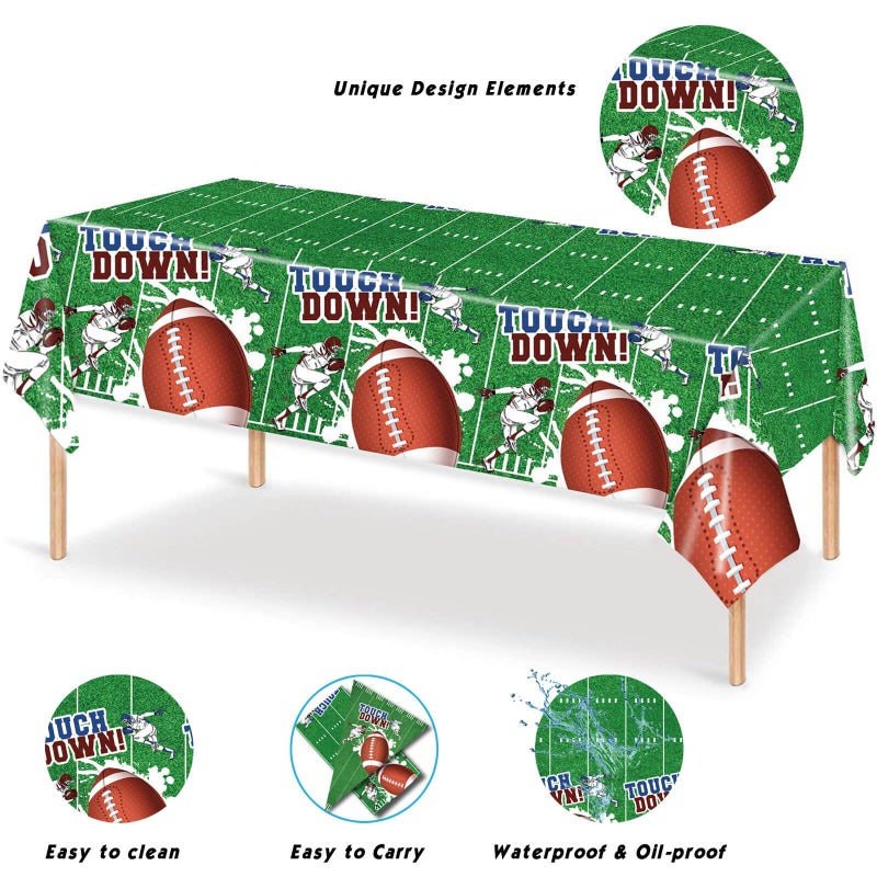 MONNCHA Football Party Decorations Table Cloth Favors Set, Football Field Tablecloth Rugby Game Rectangle Tablecloth Cover and Football Banner Flag for Football Themed Supplies Gift Celebration Decor - Image 4