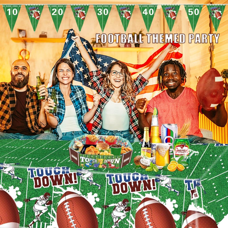 MONNCHA Football Party Decorations Table Cloth Favors Set, Football Field Tablecloth Rugby Game Rectangle Tablecloth Cover and Football Banner Flag for Football Themed Supplies Gift Celebration Decor - Image 5