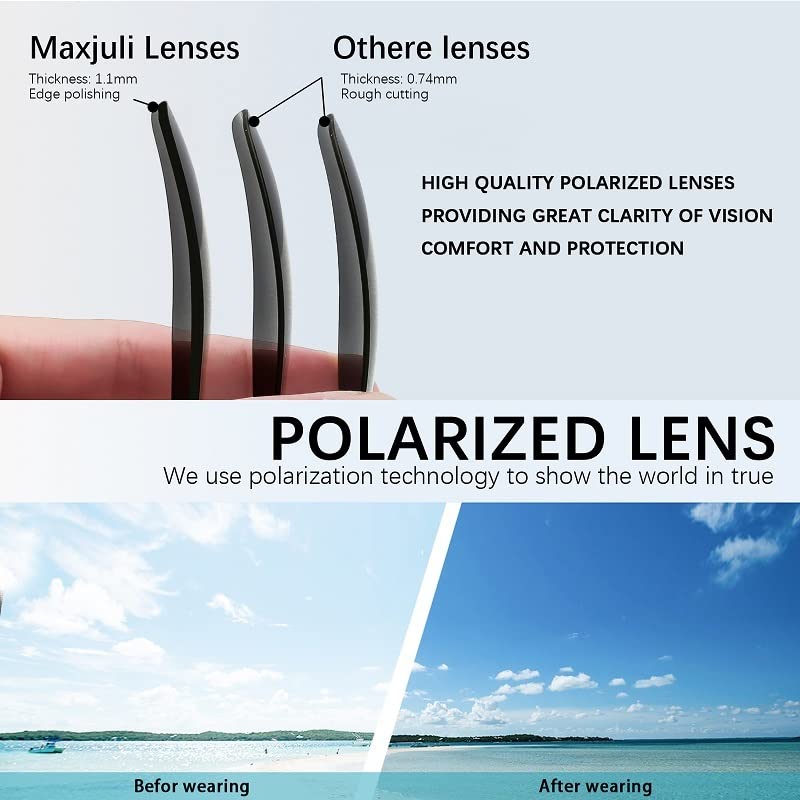 MAXJULI Polarized Sunglasses for Men and Women,UV400 Protection Rectangular Sun Glasses,Ideal for Driving Cycling and Running 8806ï¼ˆGrey+Blueï¼‰ - Image 5