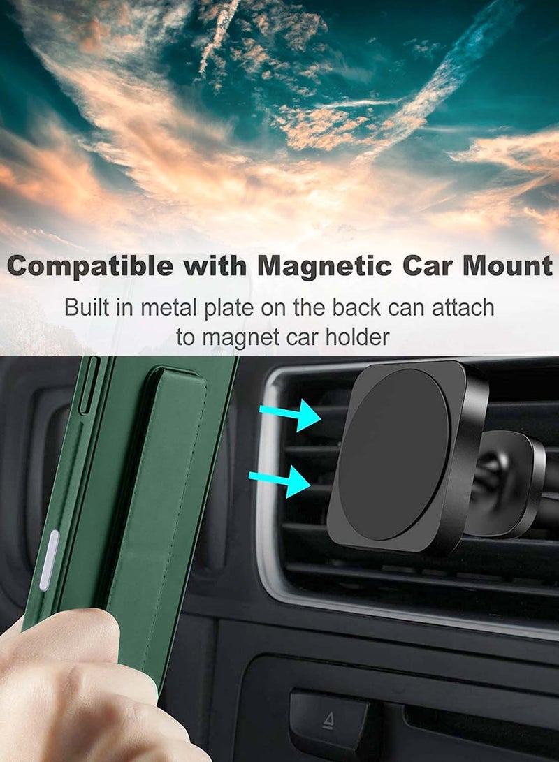 Wtech Apple iPhone 16 Pro Max 2024 Hand Grip Foldable Magnetic Kickstand Wrist Strap Finger Grip with Built-in Iron Case Cover - Dark Green - Image 2