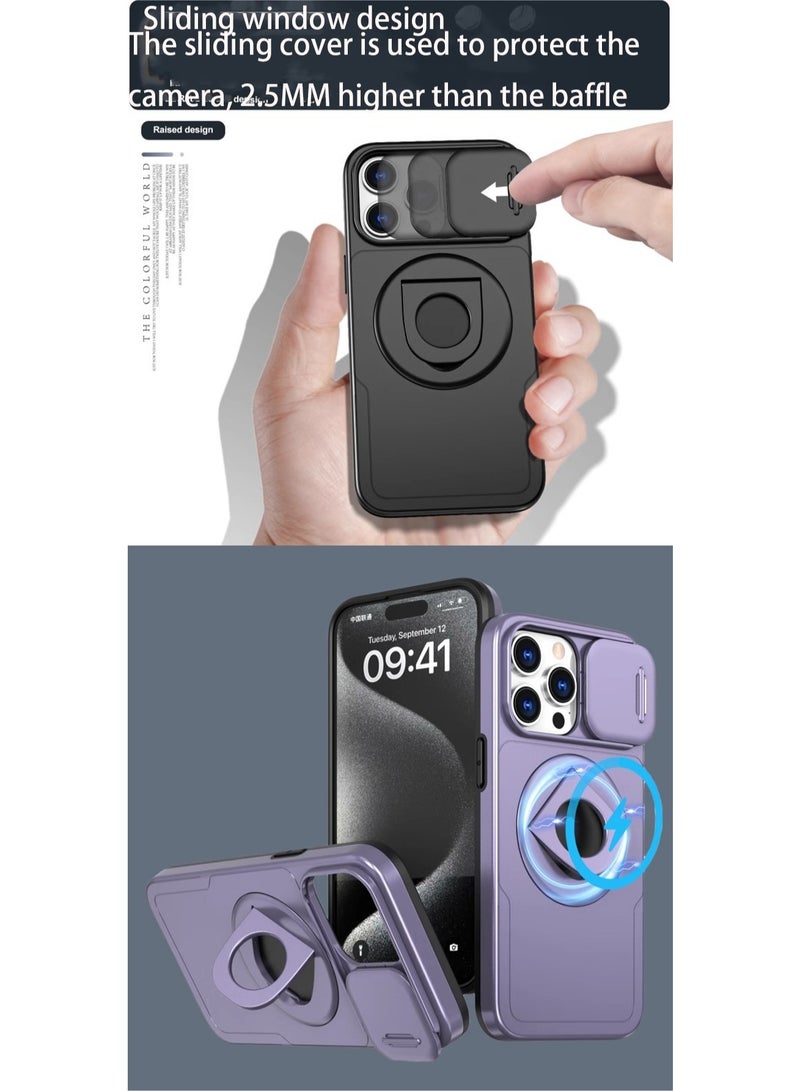 Gray Sliding Window Iphone 16pro Magnetic Phone Case Magnetic Back Cover Ultra-Thin Phone Case Strong Magnetic Anti-Fall Shell Suitable For Apple 16pro (2024) - Image 2