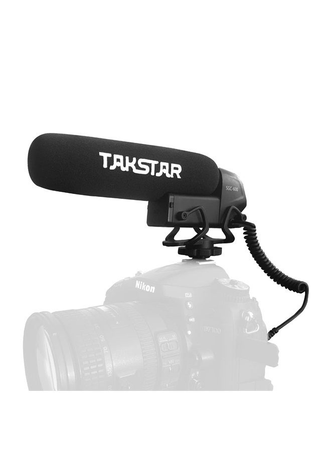 TAKSTAR ميكروفون فيديو SGC-600، ميكروفون صغير، ميكروفون كاميرا احترافي لهواتف آيفون، هواتف أندرويد، كاميرات كانون/نيكون/سوني وكاميرات الفيديو، ميكروفون فيديو مع قاعدة صدمة، واقي رياح، وموصل 3.5 مم - Image 1