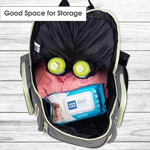 Mee Mee Nursing Diapers Bag |Adjustable Strap,Water&Stain Resistant BackPack |Spacious Bag With Multi Pockets for Keeping Milk Bottle With Diaper Changing Mat |All Baby Essentials In1 Bag (Blue) - Image 3