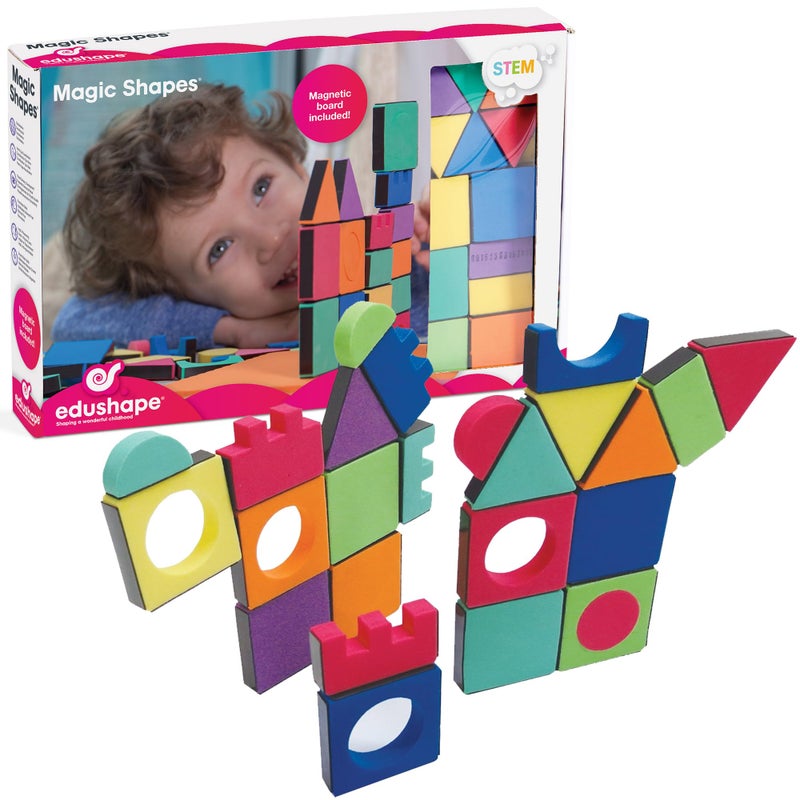 Edushape Magic Shapes Magnetic Foam Building Blocks, 54 Piece - Image 1